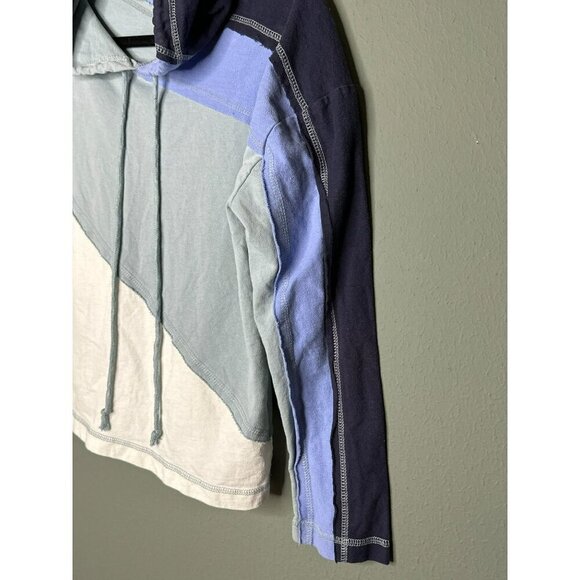 Umgee USA Women's Small Color Block 100% Cotton Hooded Drawstring Sweatshirt - Picture 9 of 9